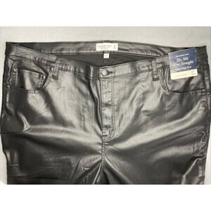 Abercrombie & Fitch Curve Love Pants Women's 37/24 90's Relaxed Faux Leather‎